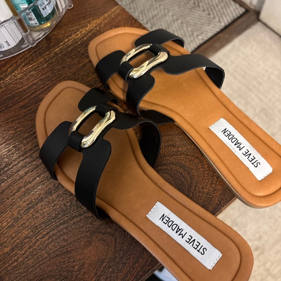 Steve Madden Black and Brown Women's Sandals size women’s 7.5 *New - Picture 2 of 3